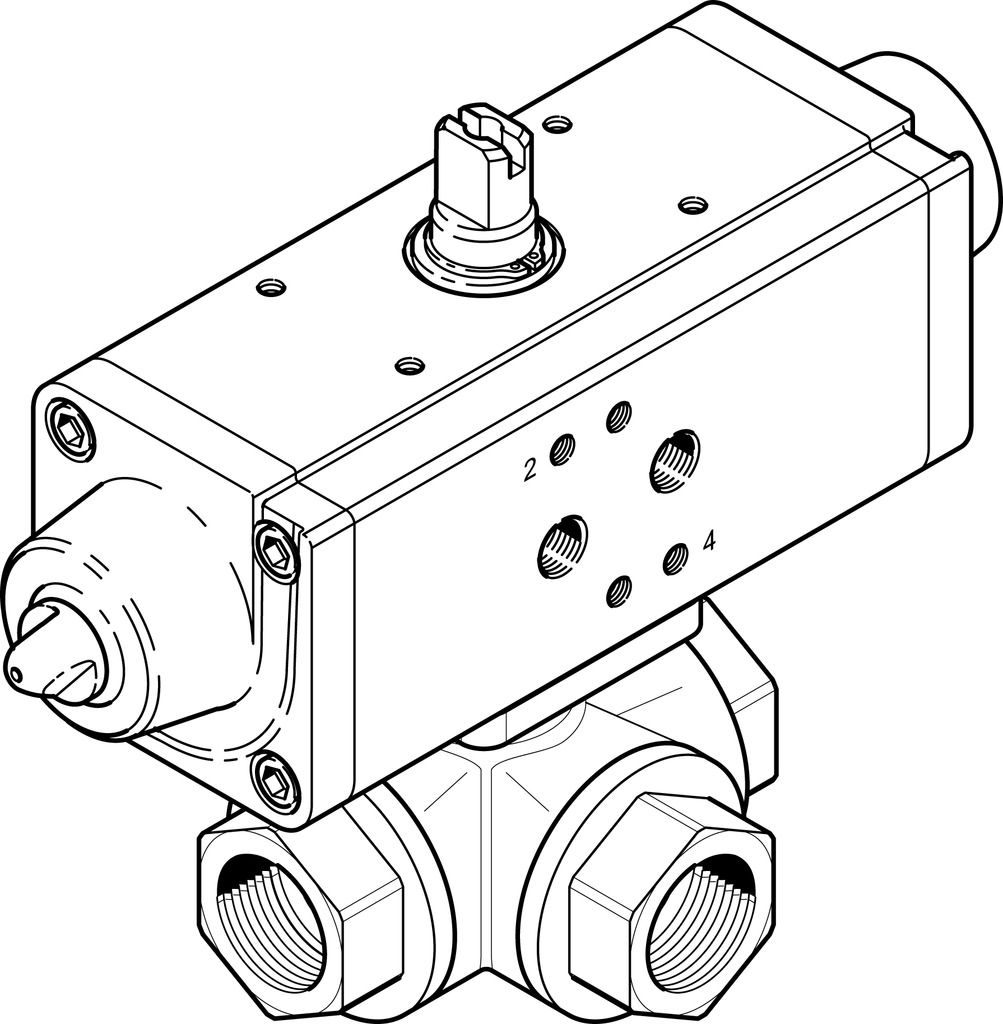 VZBA-3/4"-GGG-63-32L-F0405-V4V4T-PS30-R- ball valve actuator unit