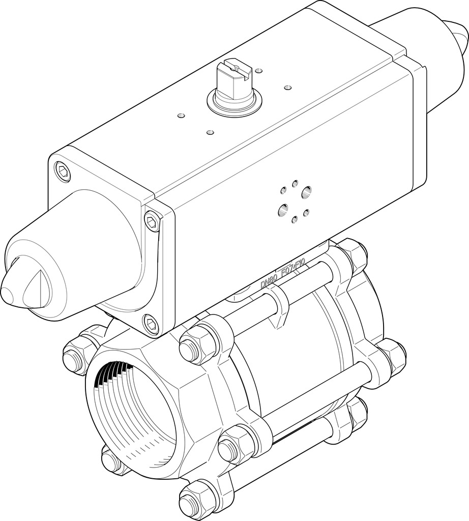 VZBA-4"-GG-63-T-22-F10-V4V4T-PS240-R-90- ball valve actuator unit