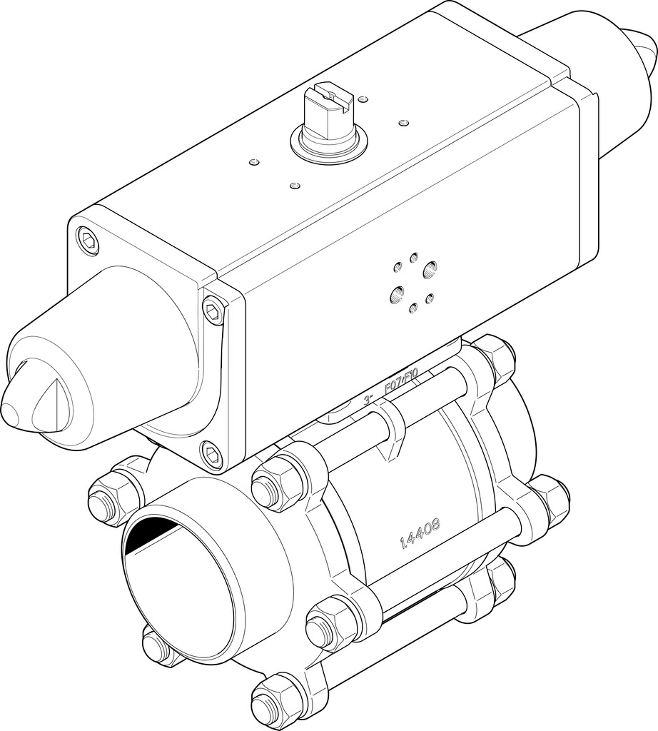 VZBA-4"-WW-63-T-22-F10-V4V4T-PS240-R-90- ball valve actuator unit
