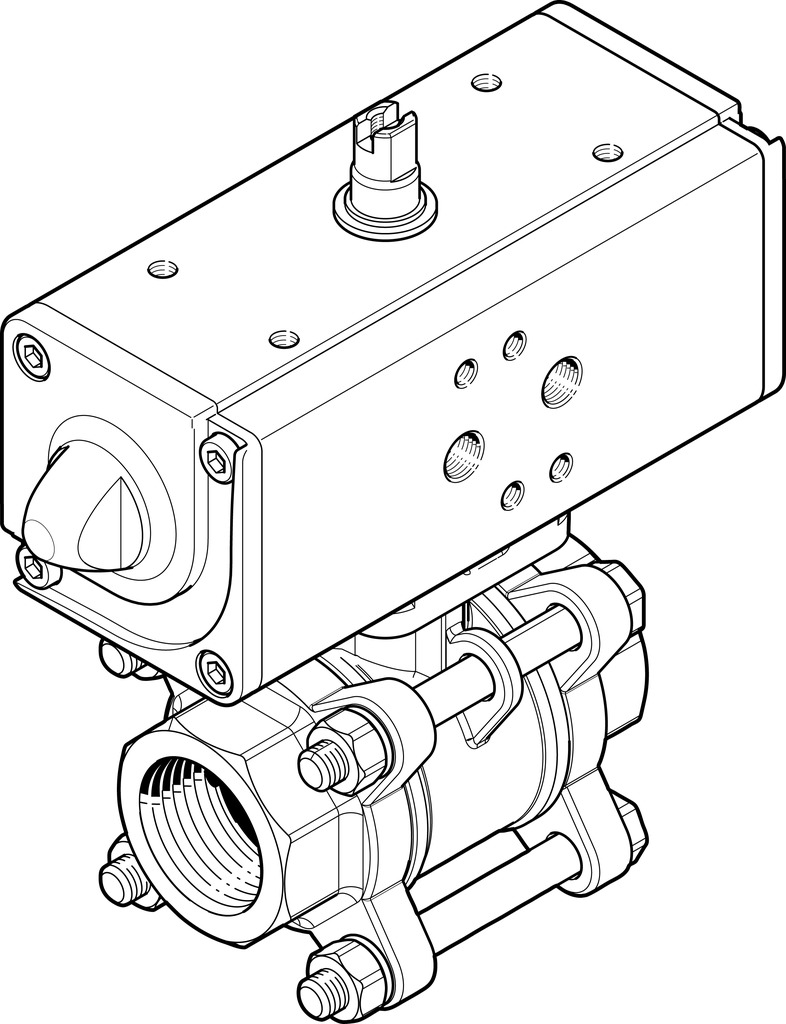 VZBA-3/8"-GG-63-T-22-F0304-V4V4T-PP15-R- ball valve actuator unit