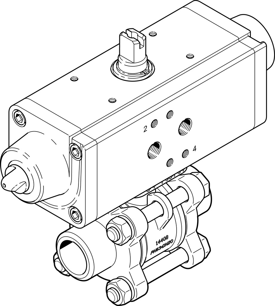 VZBA-3/4"-WW-63-T-22-F0304-V4V4T-PS30-R- ball valve actuator unit